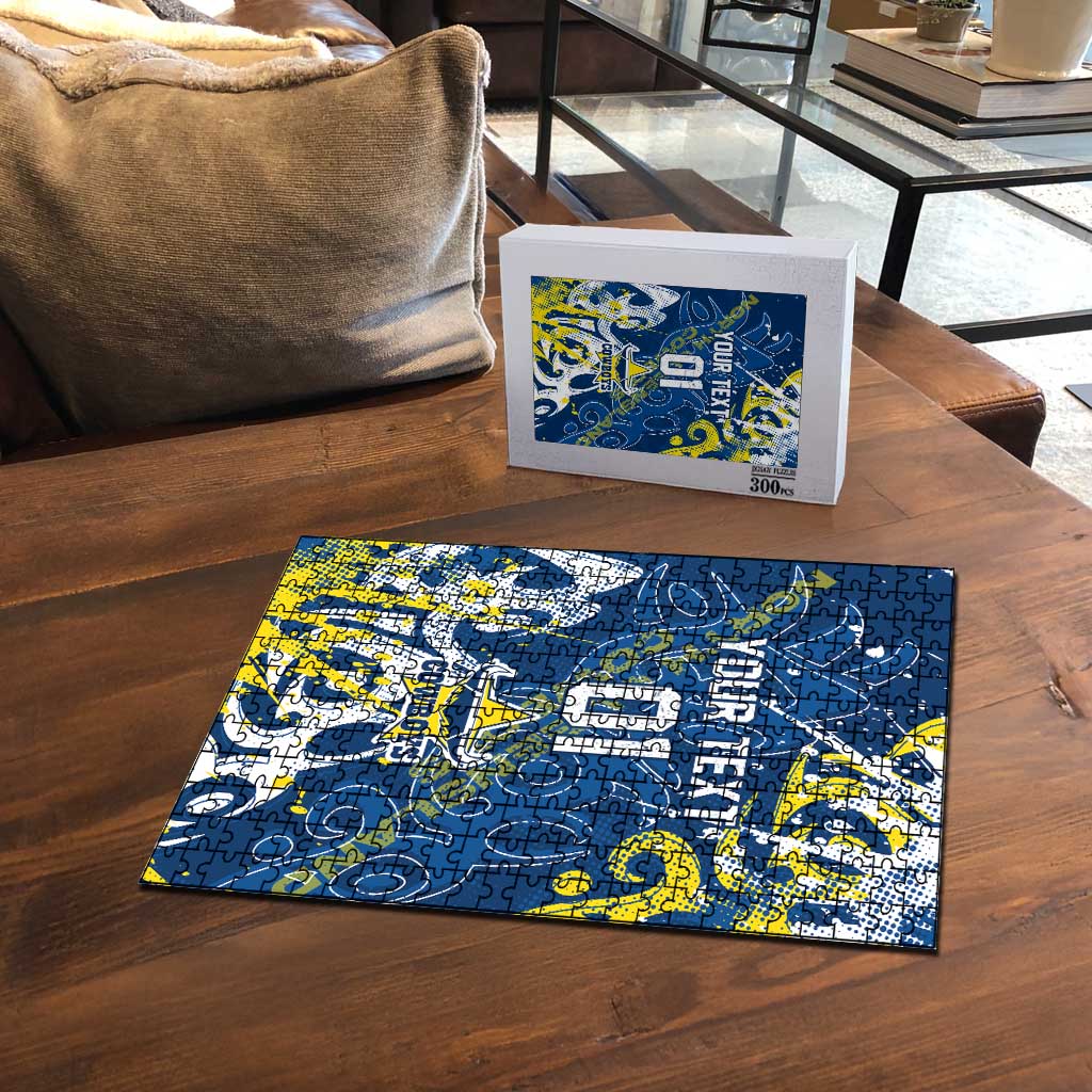 Personalized North Queensland Cowboys Rugby Puzzle Urban Street Graffiti Style - Distressed Splatter Elements