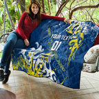 Personalized North Queensland Cowboys Rugby Quilt Urban Street Graffiti Style - Distressed Splatter Elements