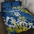 Personalized North Queensland Cowboys Rugby Quilt Bed Set Urban Street Graffiti Style - Distressed Splatter Elements