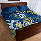 Personalized North Queensland Cowboys Rugby Quilt Bed Set Urban Street Graffiti Style - Distressed Splatter Elements