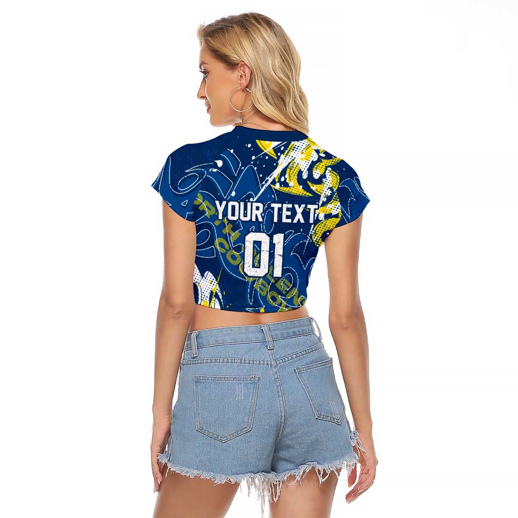 Personalized North Queensland Cowboys Rugby Raglan Cropped T Shirt Urban Street Graffiti Style - Distressed Splatter Elements