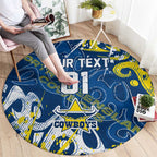 Personalized North Queensland Cowboys Rugby Round Carpet Urban Street Graffiti Style - Distressed Splatter Elements