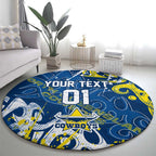 Personalized North Queensland Cowboys Rugby Round Carpet Urban Street Graffiti Style - Distressed Splatter Elements