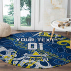 Personalized North Queensland Cowboys Rugby Round Carpet Urban Street Graffiti Style - Distressed Splatter Elements