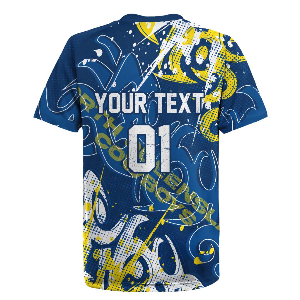 Personalized North Queensland Cowboys Rugby Rugby Jersey Urban Street Graffiti Style - Distressed Splatter Elements
