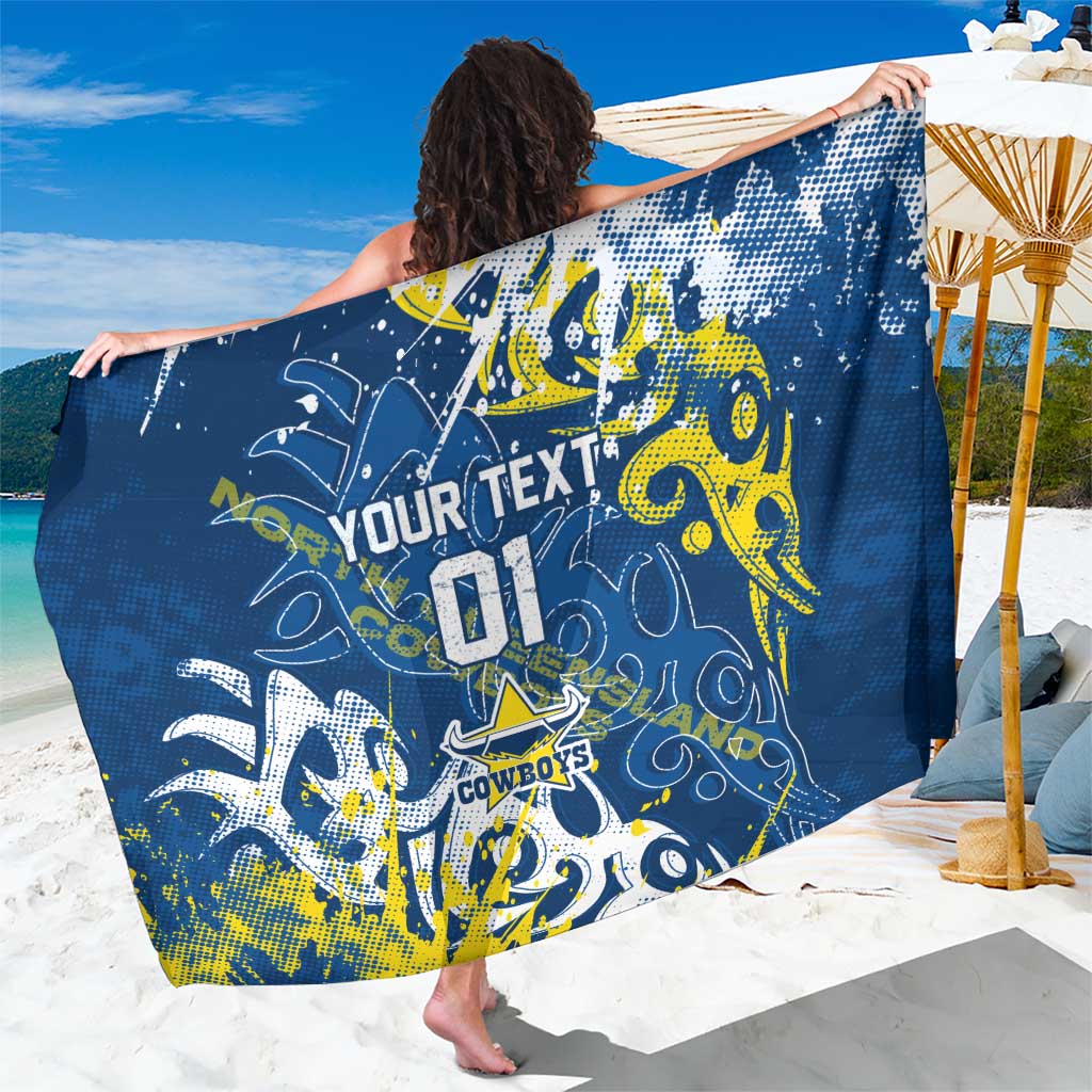 Personalized North Queensland Cowboys Rugby Sarong Urban Street Graffiti Style - Distressed Splatter Elements