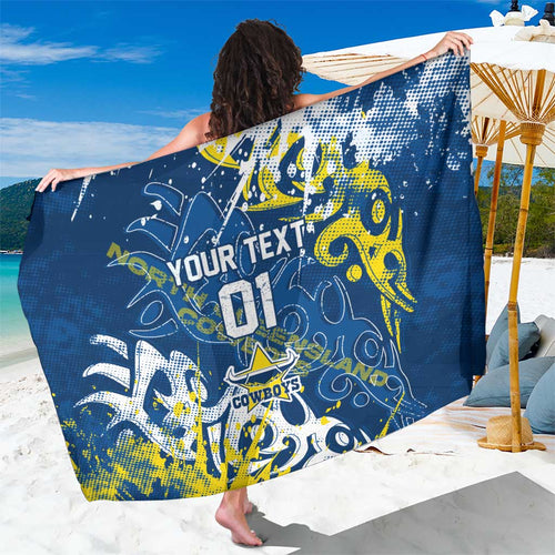 Personalized North Queensland Cowboys Rugby Sarong Urban Street Graffiti Style - Distressed Splatter Elements