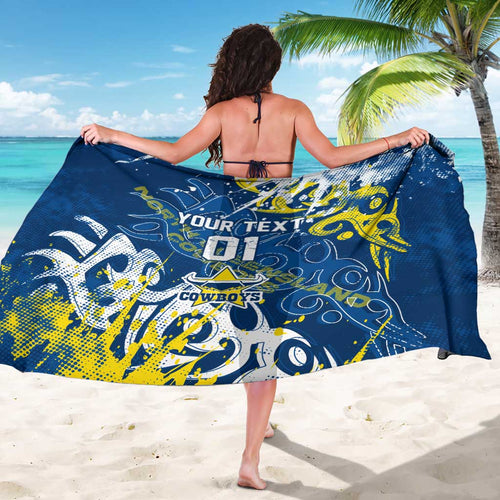 Personalized North Queensland Cowboys Rugby Sarong Urban Street Graffiti Style - Distressed Splatter Elements