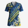 Personalized North Queensland Cowboys Rugby Scrub Top Urban Street Graffiti Style - Distressed Splatter Elements