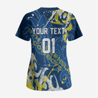 Personalized North Queensland Cowboys Rugby Scrub Top Urban Street Graffiti Style - Distressed Splatter Elements