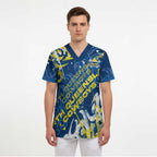 Personalized North Queensland Cowboys Rugby Scrub Top Urban Street Graffiti Style - Distressed Splatter Elements