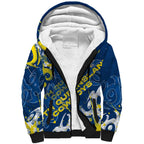 Personalized North Queensland Cowboys Rugby Sherpa Hoodie Urban Street Graffiti Style - Distressed Splatter Elements