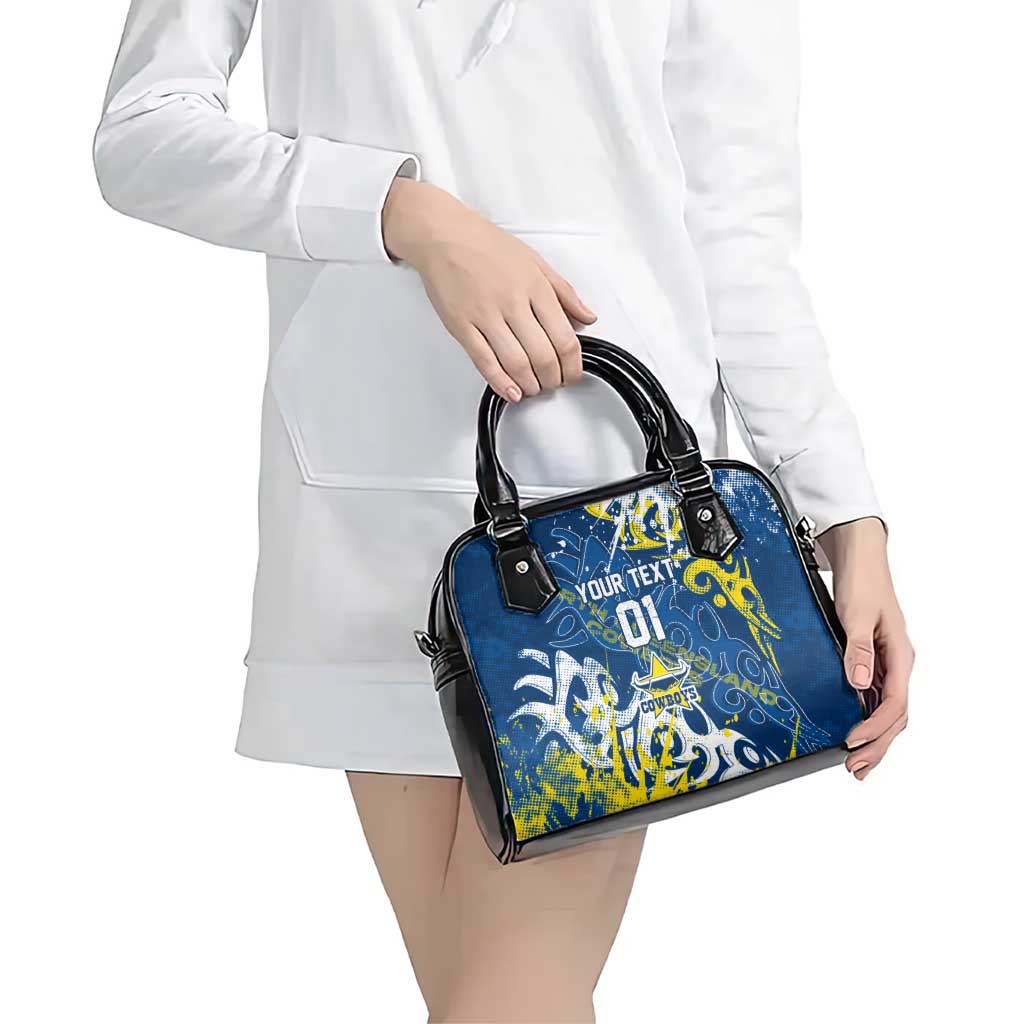 Personalized North Queensland Cowboys Rugby Shoulder Handbag Urban Street Graffiti Style - Distressed Splatter Elements