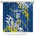 Personalized North Queensland Cowboys Rugby Shower Curtain Urban Street Graffiti Style - Distressed Splatter Elements
