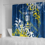 Personalized North Queensland Cowboys Rugby Shower Curtain Urban Street Graffiti Style - Distressed Splatter Elements