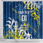 Personalized North Queensland Cowboys Rugby Shower Curtain Urban Street Graffiti Style - Distressed Splatter Elements