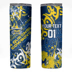 Personalized North Queensland Cowboys Rugby Skinny Tumbler Urban Street Graffiti Style - Distressed Splatter Elements