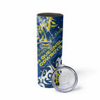 Personalized North Queensland Cowboys Rugby Skinny Tumbler Urban Street Graffiti Style - Distressed Splatter Elements