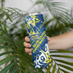 Personalized North Queensland Cowboys Rugby Skinny Tumbler Urban Street Graffiti Style - Distressed Splatter Elements