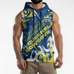 Personalized North Queensland Cowboys Rugby Sleeveless Hoodie Urban Street Graffiti Style - Distressed Splatter Elements