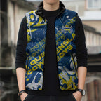Personalized North Queensland Cowboys Rugby Sleeveless Puffer Jacket Urban Street Graffiti Style - Distressed Splatter Elements