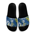 Personalized North Queensland Cowboys Rugby Slide Sandals Urban Street Graffiti Style - Distressed Splatter Elements