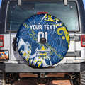 Personalized North Queensland Cowboys Rugby Spare Tire Cover Urban Street Graffiti Style - Distressed Splatter Elements