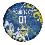 Personalized North Queensland Cowboys Rugby Spare Tire Cover Urban Street Graffiti Style - Distressed Splatter Elements