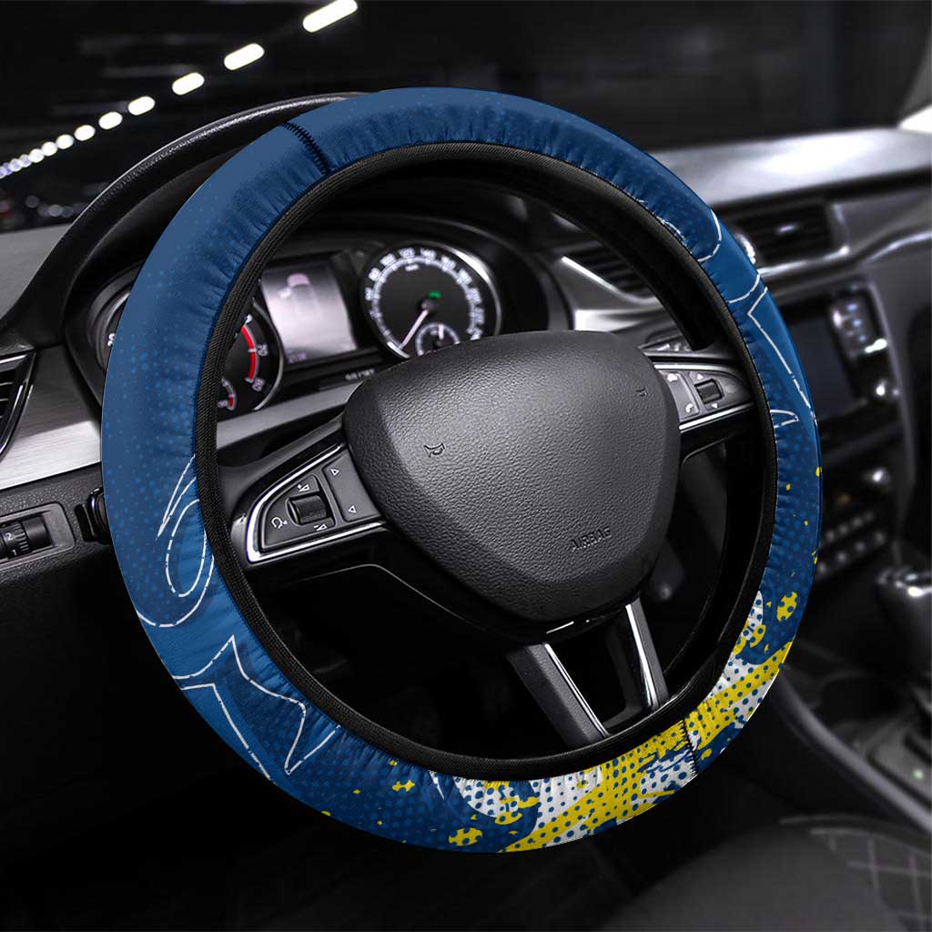 North Queensland Cowboys Rugby Steering Wheel Cover Urban Street Graffiti Style - Distressed Splatter Elements