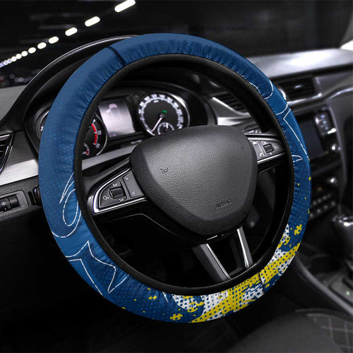 North Queensland Cowboys Rugby Steering Wheel Cover Urban Street Graffiti Style - Distressed Splatter Elements
