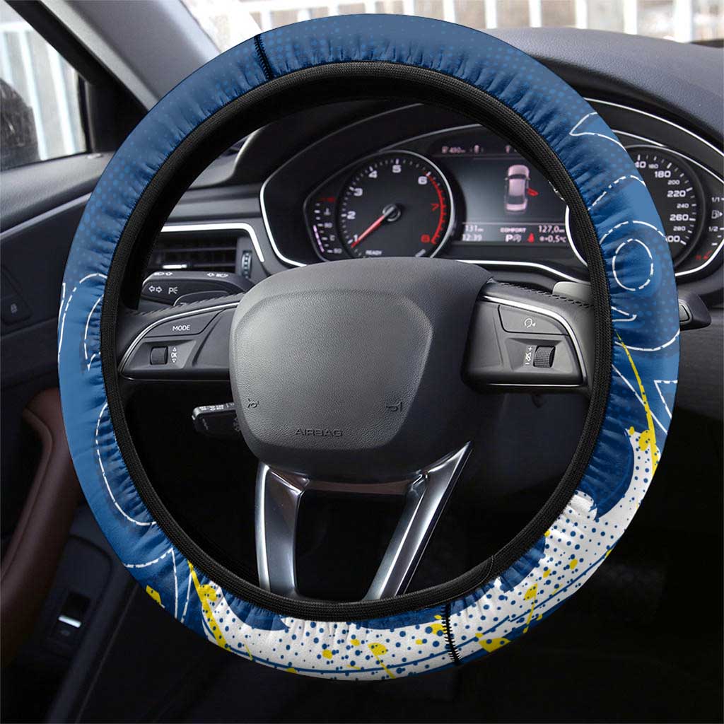North Queensland Cowboys Rugby Steering Wheel Cover Urban Street Graffiti Style - Distressed Splatter Elements