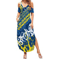 Personalized North Queensland Cowboys Rugby Summer Maxi Dress Urban Street Graffiti Style - Distressed Splatter Elements