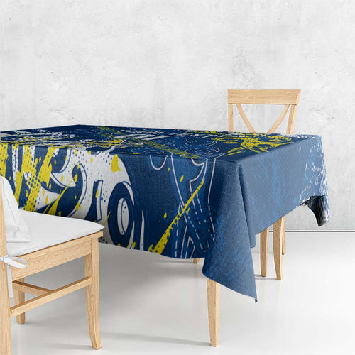 Personalized North Queensland Cowboys Rugby Tablecloth Urban Street Graffiti Style - Distressed Splatter Elements