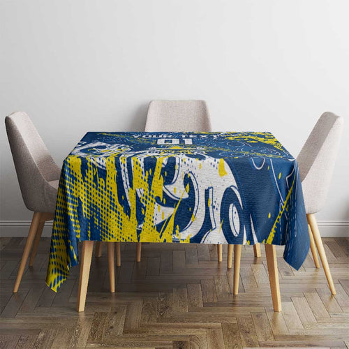 Personalized North Queensland Cowboys Rugby Tablecloth Urban Street Graffiti Style - Distressed Splatter Elements
