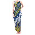 Personalized North Queensland Cowboys Rugby Tank Maxi Dress Urban Street Graffiti Style - Distressed Splatter Elements