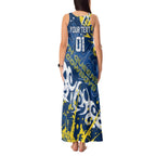 Personalized North Queensland Cowboys Rugby Tank Maxi Dress Urban Street Graffiti Style - Distressed Splatter Elements