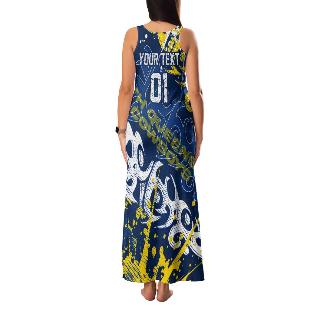 Personalized North Queensland Cowboys Rugby Tank Maxi Dress Urban Street Graffiti Style - Distressed Splatter Elements