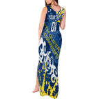 Personalized North Queensland Cowboys Rugby Tank Maxi Dress Urban Street Graffiti Style - Distressed Splatter Elements