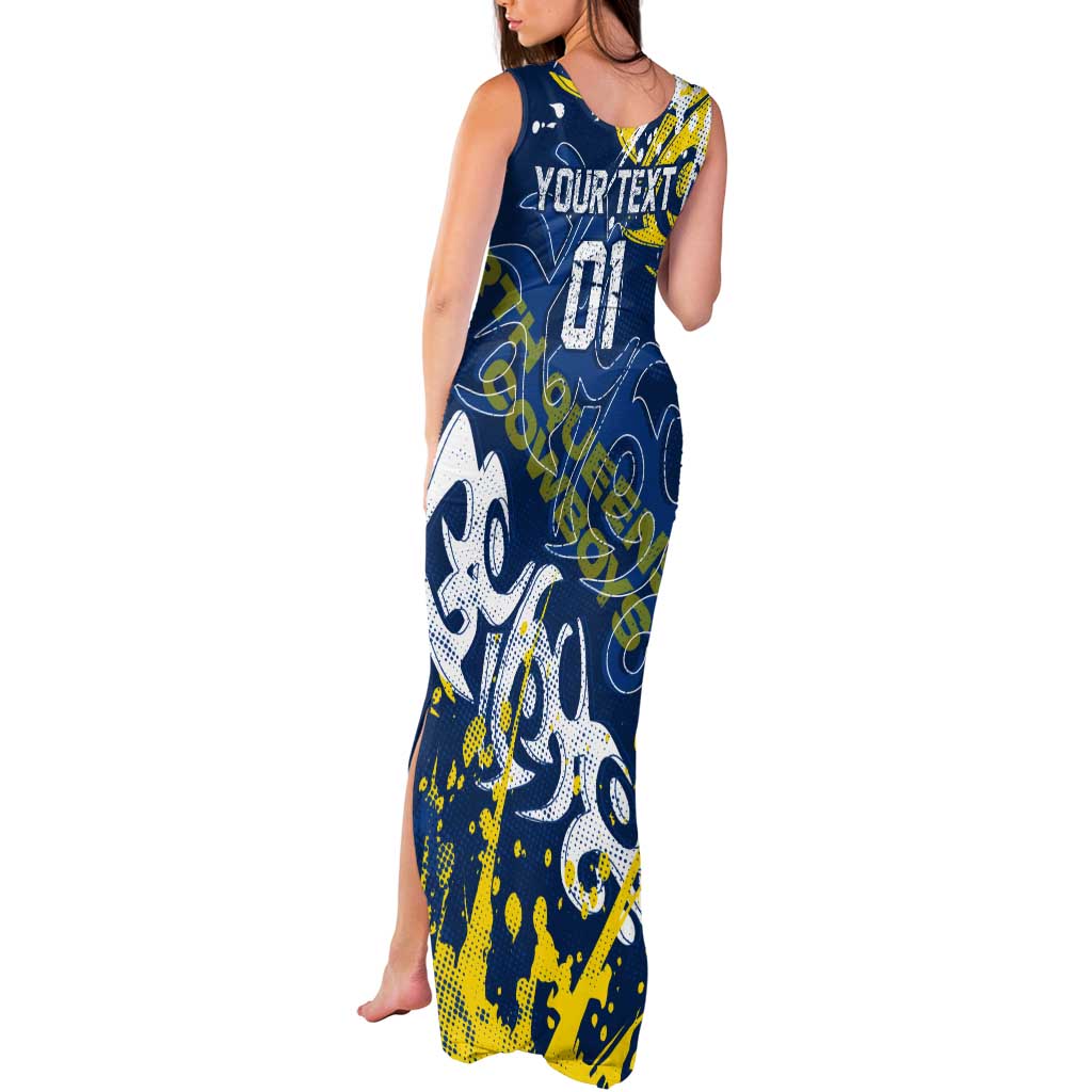Personalized North Queensland Cowboys Rugby Tank Maxi Dress Urban Street Graffiti Style - Distressed Splatter Elements