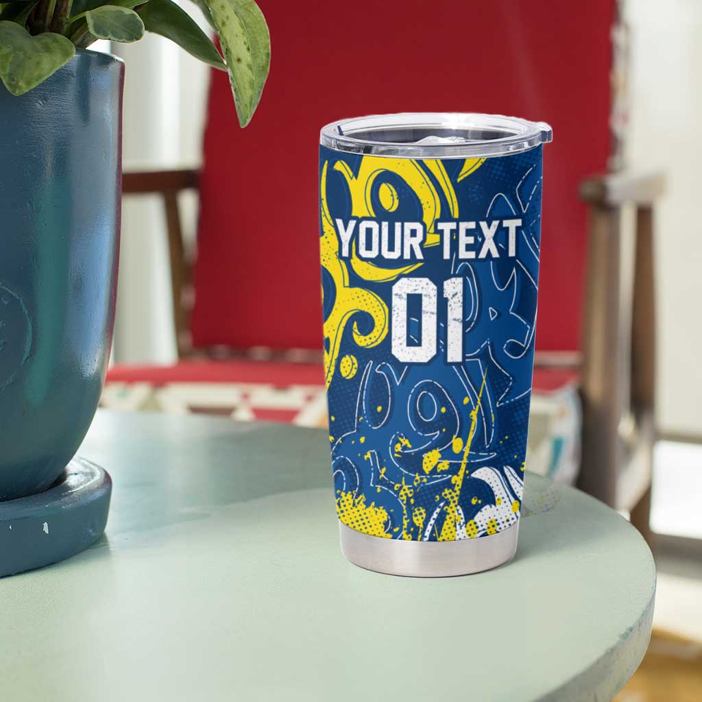 Personalized North Queensland Cowboys Rugby Tumbler Cup Urban Street Graffiti Style - Distressed Splatter Elements