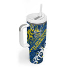 Personalized North Queensland Cowboys Rugby Tumbler With Handle Urban Street Graffiti Style - Distressed Splatter Elements