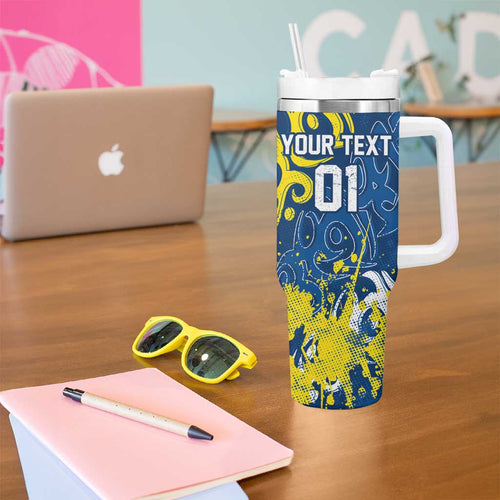Personalized North Queensland Cowboys Rugby Tumbler With Handle Urban Street Graffiti Style - Distressed Splatter Elements