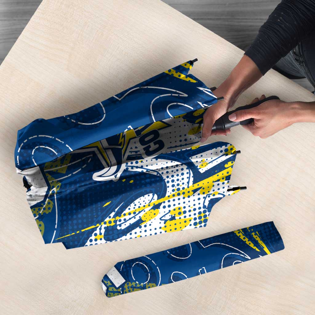 Personalized North Queensland Cowboys Rugby Umbrella Urban Street Graffiti Style - Distressed Splatter Elements