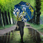 Personalized North Queensland Cowboys Rugby Umbrella Urban Street Graffiti Style - Distressed Splatter Elements