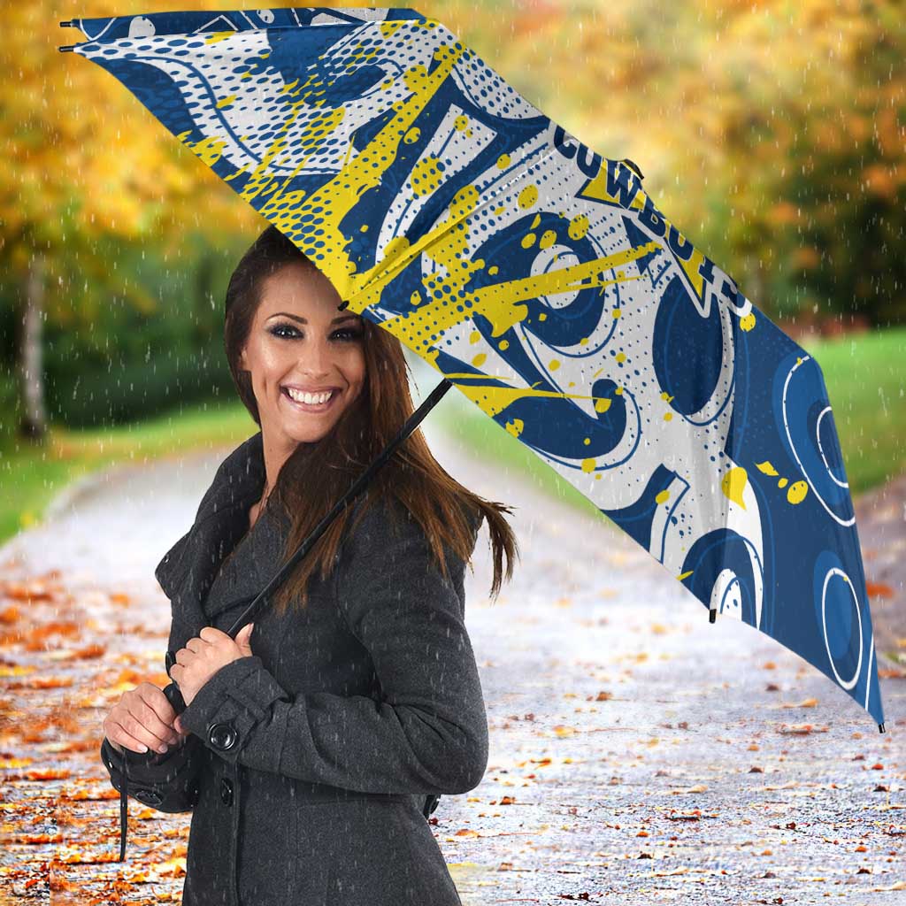 Personalized North Queensland Cowboys Rugby Umbrella Urban Street Graffiti Style - Distressed Splatter Elements