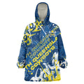 Personalized North Queensland Cowboys Rugby Wearable Blanket Hoodie Urban Street Graffiti Style - Distressed Splatter Elements