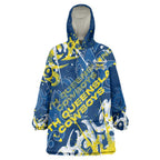 Personalized North Queensland Cowboys Rugby Wearable Blanket Hoodie Urban Street Graffiti Style - Distressed Splatter Elements
