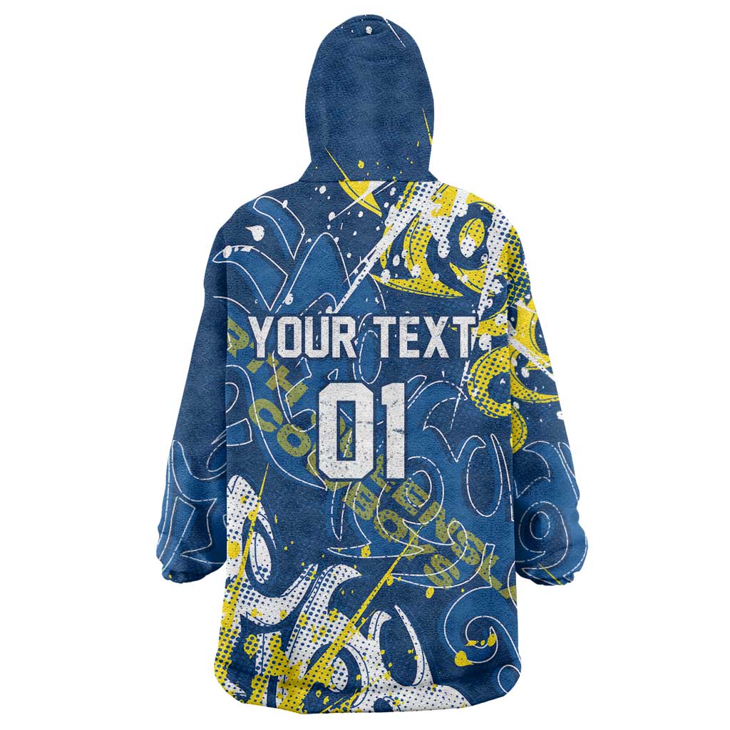 Personalized North Queensland Cowboys Rugby Wearable Blanket Hoodie Urban Street Graffiti Style - Distressed Splatter Elements