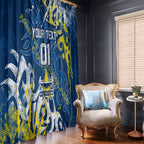 Personalized North Queensland Cowboys Rugby Window Curtain Urban Street Graffiti Style - Distressed Splatter Elements