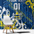Personalized North Queensland Cowboys Rugby Window Curtain Urban Street Graffiti Style - Distressed Splatter Elements